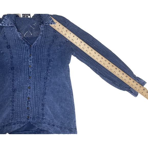 American South Side Shirt Womens XL Embroidered Denim Long Sleeve Peru Made - Picture 8 of 11